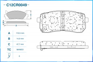 Тормозные колодки задние Low Metallic C12CR0049 C12CR0049 CWORKS