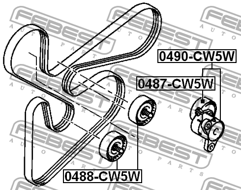 Ролик натяжной MITSUBISHI LANCER CY,CZ# 2007.03- 0487-CW5W 0487-CW5W FEBEST
