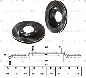 Диск тормозной передний вентилируемый MITSUBISHI L200/Pajero Sport 05- BS0322 BS0322 BLITZ