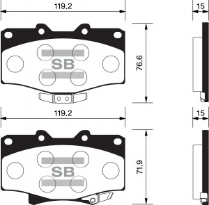 Колодки тормозные TOYOTA Land Cruiser (J80,J90),4Runner,Hilux передние (4шт.) SA SP1420 SANGSIN
