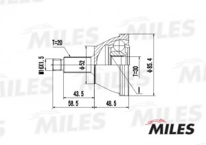 ШРУС наружный SKODA FABIA 1.0-1.9D 99-08 (GKN 303555) GA20413 GA20413 MILES