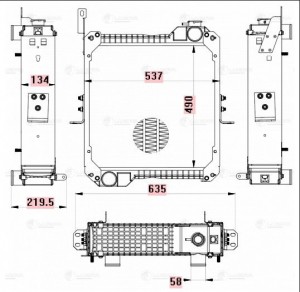 Радиатор TEREX TLB 815,820,825,860,970,980 (дв.1104C-44T,1104D-44Т,1044С-44Т) ал LRC 3115 LUZAR