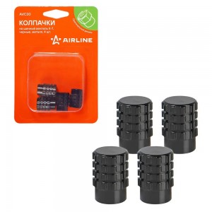 Колпачки на шинный вентиль K-7, черные, металл, 4 шт. AVC30 AVC30 AIRLINE