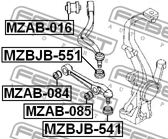 Сайлентблок нижн рычага внутренний MAZDA 6 GH MZAB-084 MZAB-084 FEBEST