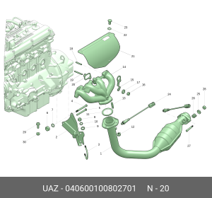 Прокл к-ра Г-3110,-3302 (дв 405,406,409) вып трубопр.(мет) 040600100802701 UAZ UAZ