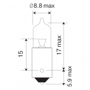 T10W 12V 10W BA9S (АНАЛОГ А 12-4 ВА9S) ЛАМПА АВТОМОБИЛЬНАЯ 61219 MAYAK