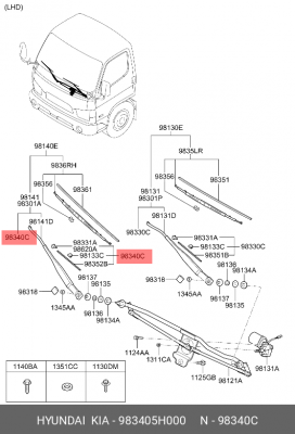 Жиклер HYUNDAI HD65,72,78 омывателя правый OE 983405H000 HYUNDAI KIA