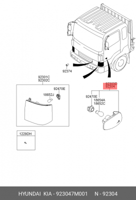 Повторитель поворота HYUNDAI HD120,170,260,270,370,500 (09-) правый OE 923047M001 HYUNDAI KIA