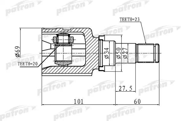 ШРУС внутренний TOYOTA Yaris (06-11) комплект PATRON PCV1458 PATRON