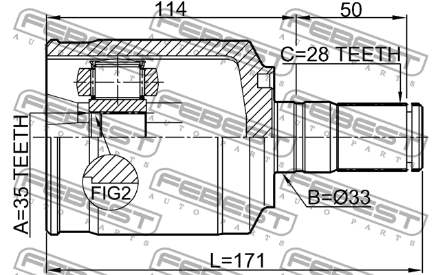ШРУС внутренний левый 35x33x28 1211-CMATLH 1211-CMATLH FEBEST