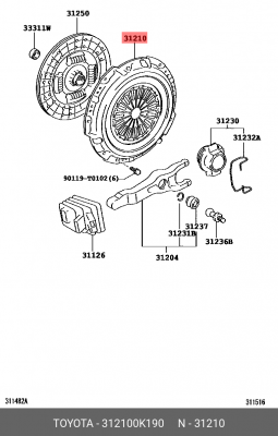 корзина сцепления!\ Toyota Hilux 2.5D/2.5-3.0D-4D 05> 31210-0K190 TOYOTA