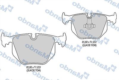 Колодки тормозные BMW 7 (E65,66) задние (4шт.) MANDO MBF015213 MANDO