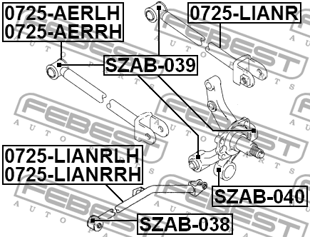 Рычаг задн подвески прод левый SUZUKI LIANA 0725-LIANRLH 0725-LIANRLH FEBEST