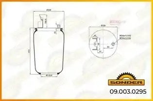 Пневморессора Premium без стакана 1 шп.-штуц.-M16/М22  с кронштейном — 3 года бе 090030295 SONDER