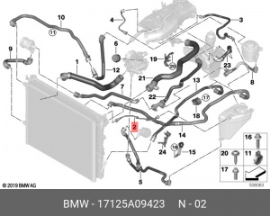 Труба радиатор ОЖ-расширительный бачок 17125A09423 17125A09423 BMW