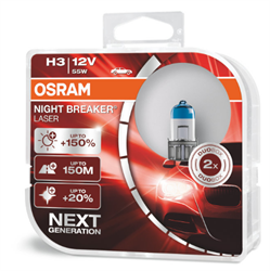 Лампа 12V H3 55W PK22s +150% 3400K бокс (2шт.) Night Breaker Laser OSRAM 64151NL-HCB OSRAM