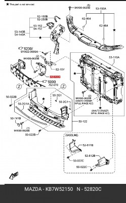 СТОЙКА ЗАМКА КАПОТА KB7W52150 KB7W52150 MAZDA