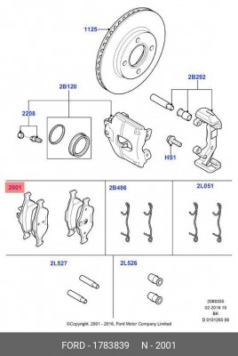 КОЛОДКИ ТОРМОЗНЫЕ ПЕРЕДНИЕ (ЭКОНОМ)/KIT 1783839 1783839 FORD