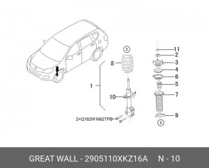 Амортизатор HAVAL H6 передний левый OE 2905110XKZ16A GREAT WALL