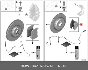 Колодки тормозные BMW 5 (F10),X3 (F25) задние (4шт.) OE 34 21 6 796 741 BMW