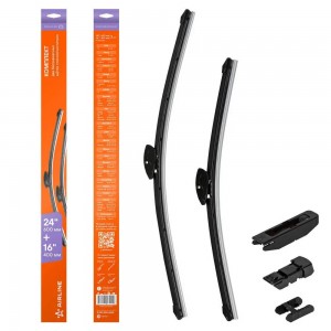 Щетки стеклоочистителя 600/410 мм (24/16) бескаркасные, 2 шт. 4 адаптера (AWB-BK AWB-BK-600-400K AIRLINE