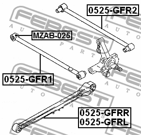 Сайлентблок задн поперечн тяги MAZDA 626/CAPELLA (GF) 97- MZAB-025 MZAB-025 FEBEST