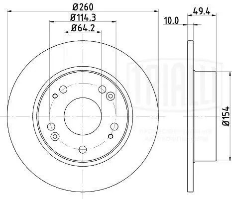 Диск торм. Honda Accord (02-) зад. d=260 (DF 230123)  2шт DF230123 TRIALLI