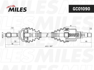 Привод в сборе левый PEUGEOT 206 1.1-1.6 98-08 (GKN 303199) GC01090 GC01090 MILES