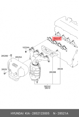 Прокладка коллектора HYUNDAI Elantra (06-),i30,Tucson KIA Ceed,Sportage выпускно 2852123005 HYUNDAI KIA