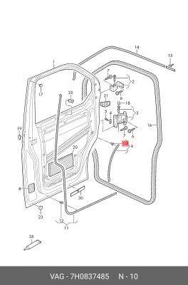 клипса!\ VW Transporter 03> 7H0 837 485 VAG