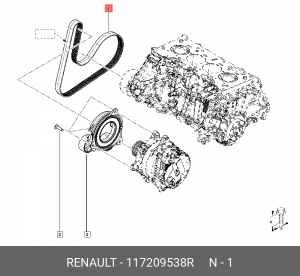 Ремень поликлиновый 7PK1165 RENAULT 1172 095 38R 117209538R RENAULT