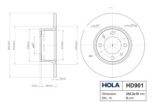 Диск тормозной ВАЗ 2101, 2102, 2103, 2104, 2105, 2106, 2107  2шт HD901 HOLA