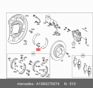 Штифт MERCEDES Sprinter (W909) колодок тормозных задних OE A 108 427 00 74 MERCEDES BENZ