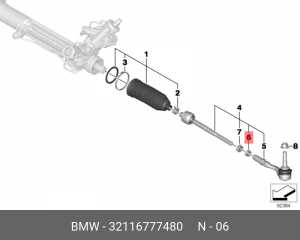 Кольцо BMW 5 (E60,E61) упорное рейки рулевой OE 32 11 6 777 480 BMW