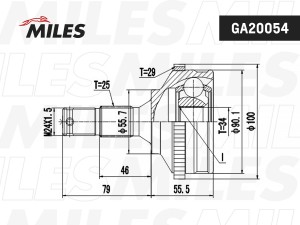 ШРУС наружный CITROEN BERLINGO/PEUGEOT PARTNER 1.8-2.0 96- (с ABS) (GSP 810020)  GA20054 MILES