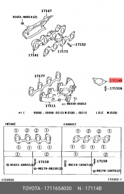 Прокладка 17116-54030 17116-54030 TOYOTA