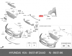 Кронштейн (планка опорная) пер. бампера HYUNDAI Elantra 19 прав. 86514F2AA0 HYUNDAI