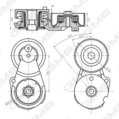 Натяжитель приводного ремня NISSAN Qashqai,X-Trail (T31) (2.0) GMB GAT31640 GMB