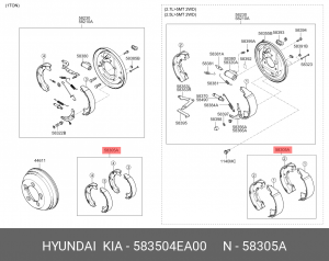 Колодки тормозные HYUNDAI HD35 (17-) KIA Bongo 3 (06-) (2WD) задние барабанные ( 583504EA00 HYUNDAI KIA