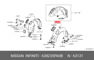 ЩИТОК ПЕРЕДНЕГО КРЫЛ 63823-5PA0B NISSAN