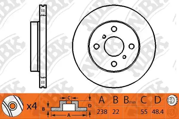 Диск тормозной TOYOTA COROLLA 1.3-1.8 87-97 передний RN1250 RN1250 NIBK