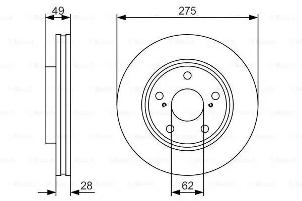 Диск тормозной TOYOTA Camry (96-01) передний (1шт.) BOSCH 0 986 479 R58 BOSCH