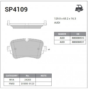Колодки задние AUDI Q7 (4M) 2015- SP4109 SP4109 SANGSIN