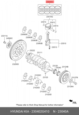 Кольца поршневые HYUNDAI Sonata (15-) KIA Optima (16-) (2.0TCI) d+0.00 комплект  230402G410 HYUNDAI KIA