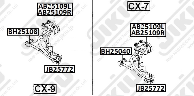 Сайлентблок рычага передний MAZDA CX-7 BH25040 BH25040 JIKIU