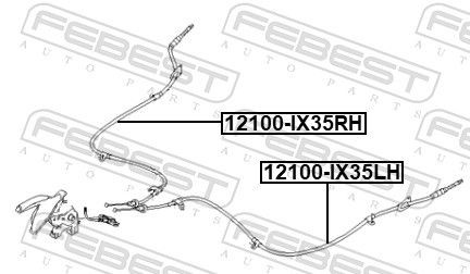 Трос ручника левый HYUNDAI ix35 12100-IX35LH 12100-IX35LH FEBEST