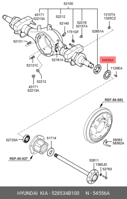 Кольцо стопорное HYUNDAI Porter ступицы задней OE 528534B100 HYUNDAI KIA
