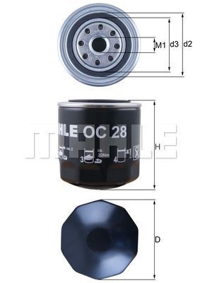 Фильтр масляный УАЗ-3163 Патриот (2.7) ZMZ409.10 MAHLE OC28 MAHLE KNECHT