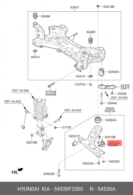 Опора шаровая HYUNDAI Elantra (15-) передняя нижняя левая OE 54530F2000 HYUNDAI KIA