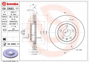 09.D892.11 Диск тормозной 09D89211 BREMBO